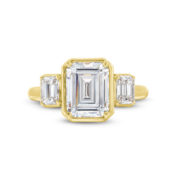 Uneek Emerald Side Stone Under Halo Engagement Setting