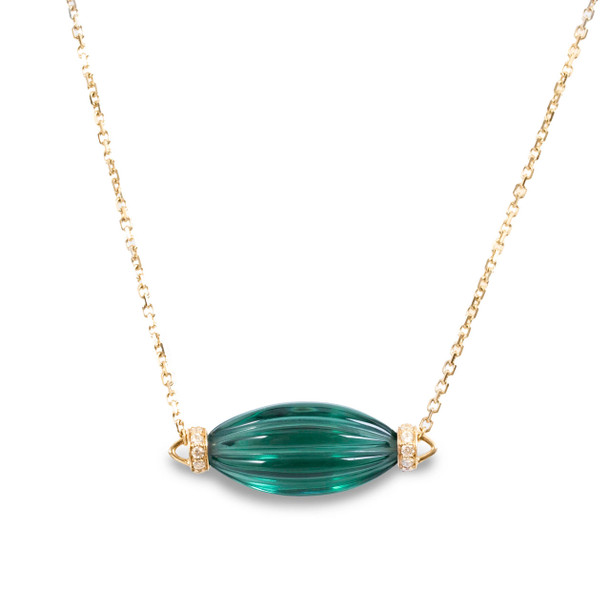 Horizontal Green Quartz Pendant Necklace