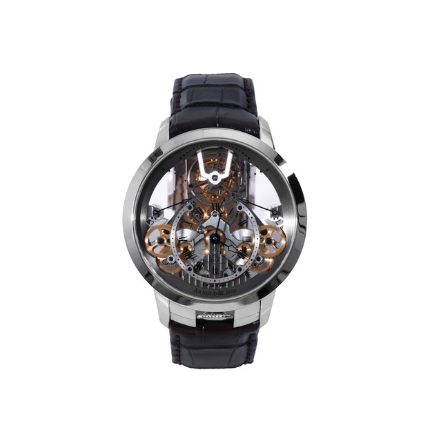 Arnold & Son Time Pyramid Tourbillon 44 Skeleton Dial Watch | Stainless Steel