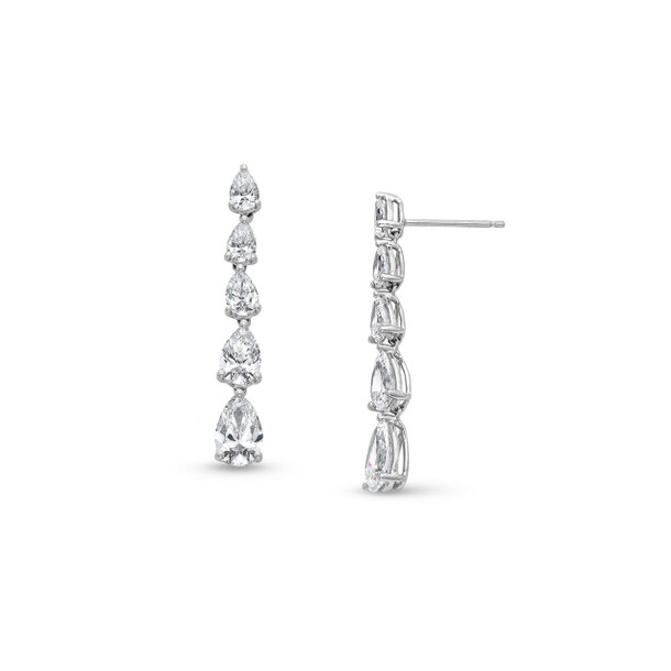 Graduated Pear Shape Diamond Drop Earrings (3.70tw)