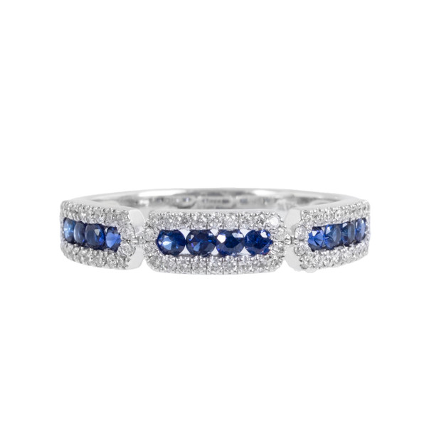 Sapphire (0.43tw) Diamond (0.23tw) White Gold Wedding Band
