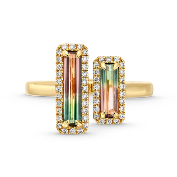 Watermelon Tourmaline Open Ring