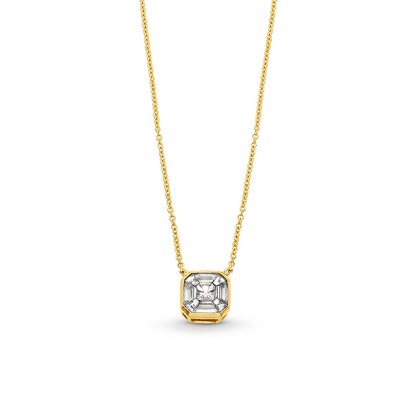 Asscher Diamond Bezel Pendant Necklace
