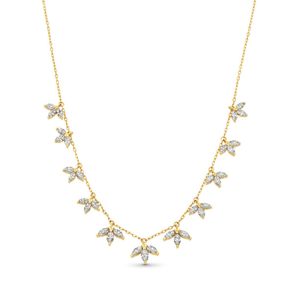 Marquise Diamond Leaf Station Necklace