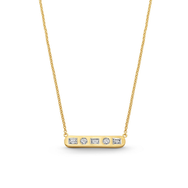 Gold Diamond Bar Necklace