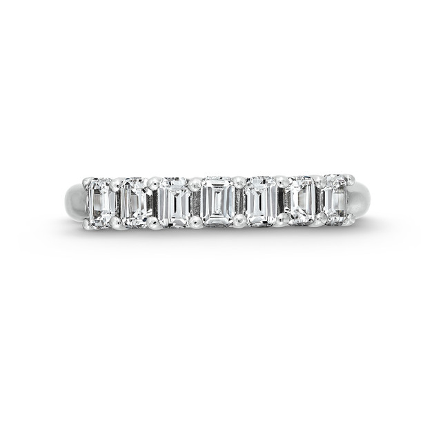 Seven Stone Emerald Diamond Wedding Band