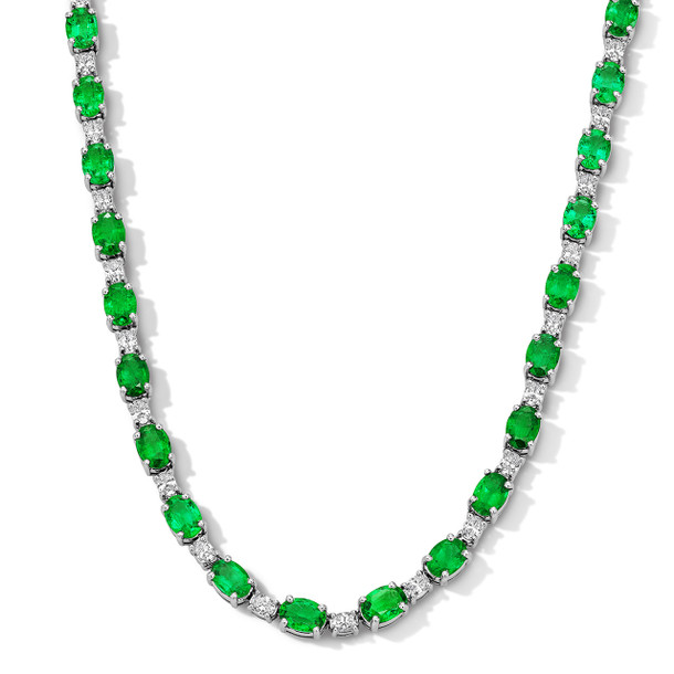 Green Emerald Diamond Necklace (26tw)