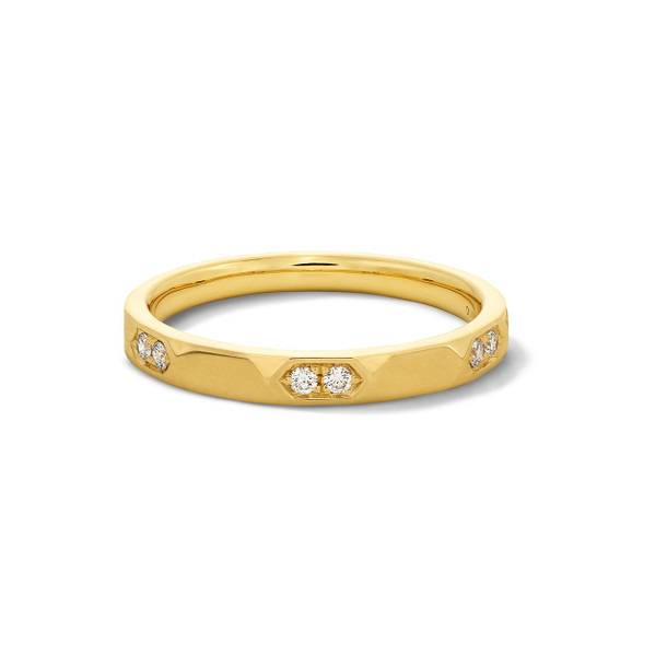 Double Diamond High Polished Wedding Band