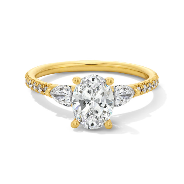 Sylvie Three Stone Pear Side Diamond Engagement Setting