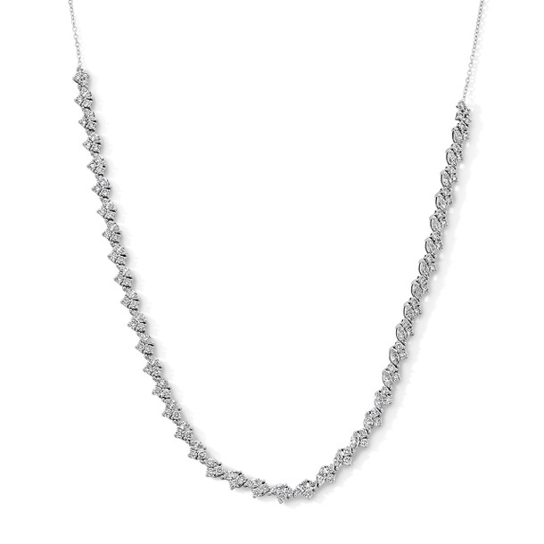 Alternating Round Marquise Diamond Necklace