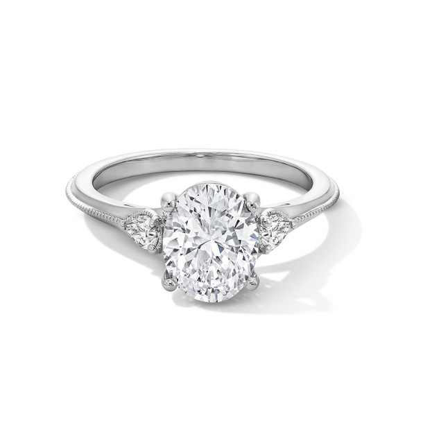 Three Stone Knife Edge Beadset Engagement Setting