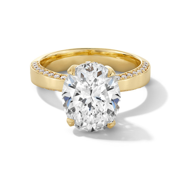 Solitaire Pave Diamond Edge Hidden Halo Engagement Setting by C. Gonshor