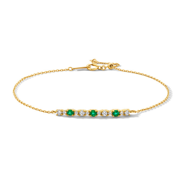 Green Emerald and Diamond Chain Bracelet