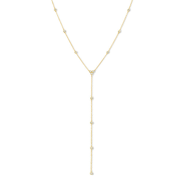 Bezel Diamond "Y" Lariat Necklace