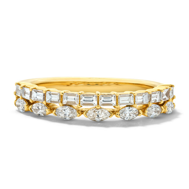 Two Row Marquise & Emerald Cut Diamond Band
