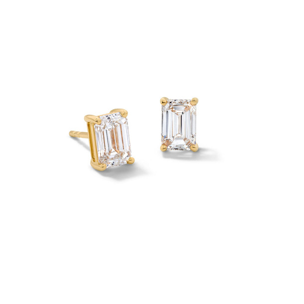 Emerald-Cut Lab Grown Diamond Stud Earrings