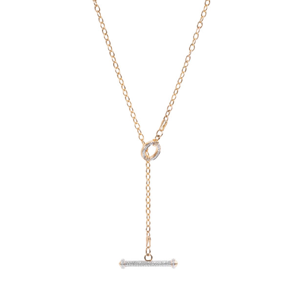 Yellow Gold Diamond Bar Lariat Necklace