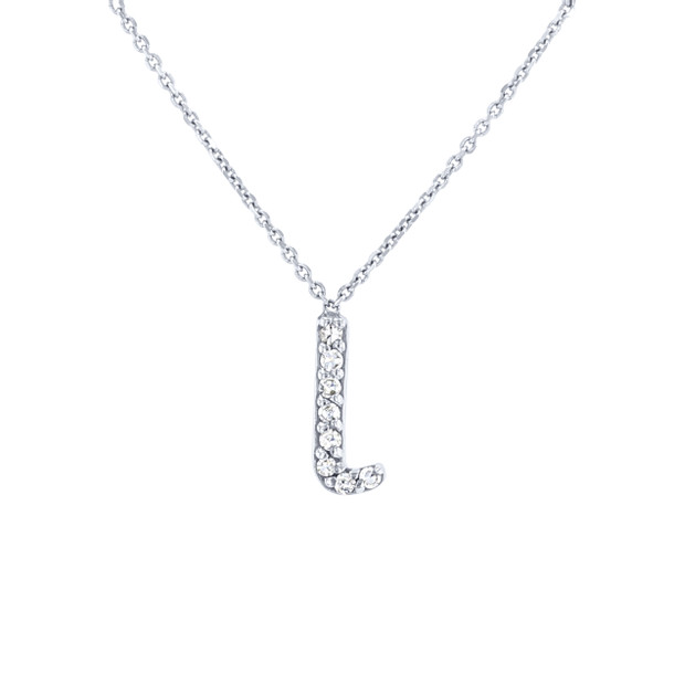 Diamond Lowercase Initial "l" Pendant Necklace
