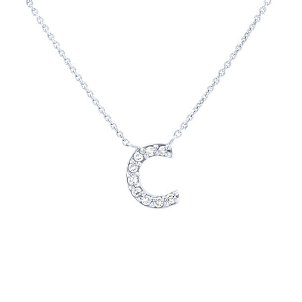 Diamond Lowercase Initial "c" Pendant Necklace