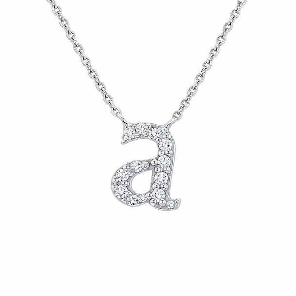 Diamond Lowercase Initial "a" Pendant Necklace