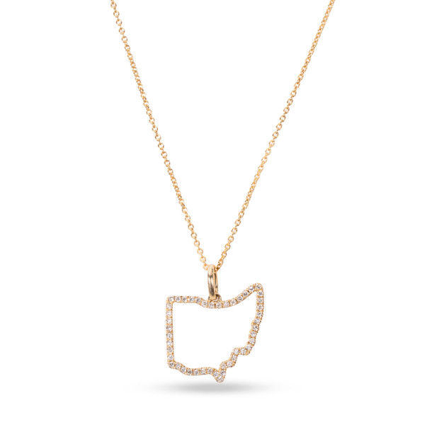 Yellow Gold Ohio State Diamond Necklace