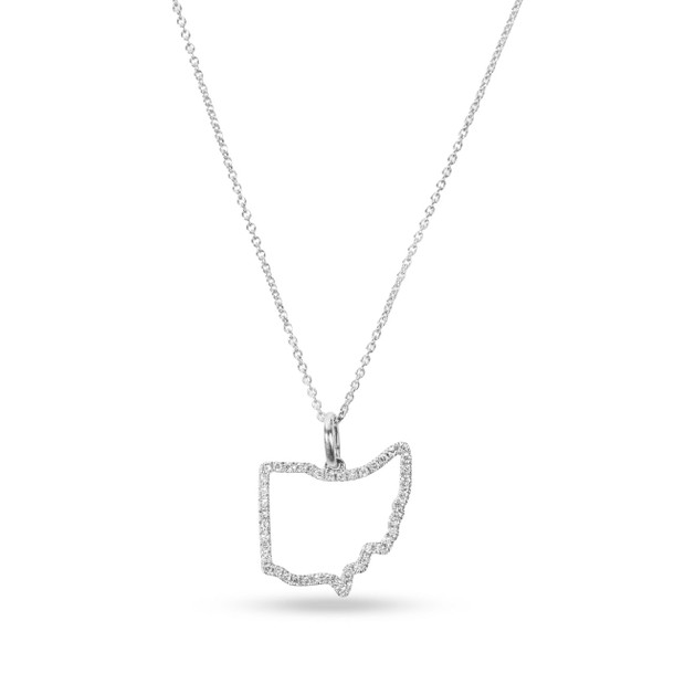 White Gold Ohio State Pendant Necklace