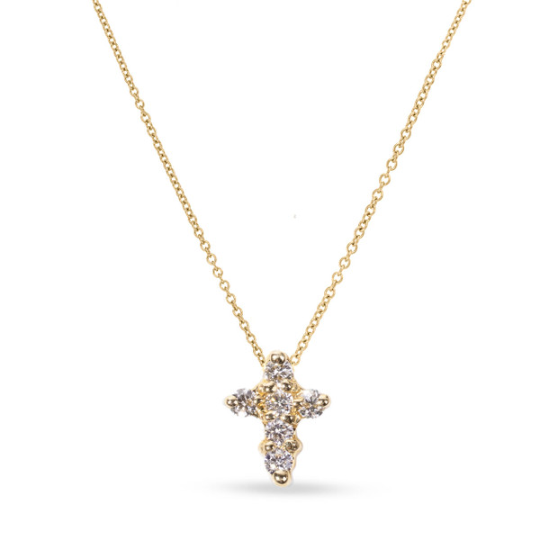 Yellow Gold Petite Diamond Cross Necklace