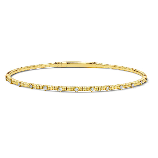 Diamond Beaded Gold Bangle Bracelet