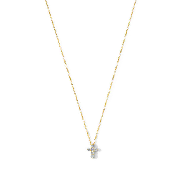 Round Diamond Small Cross Necklace