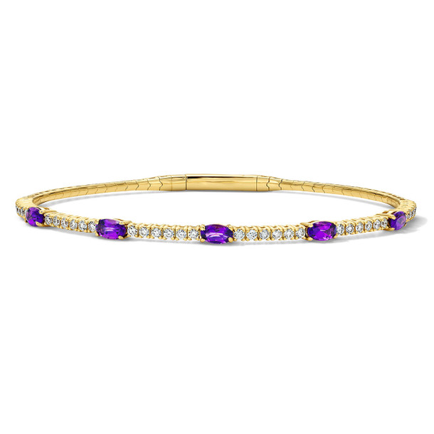 Diamond and Amethyst Flexible Bangle Bracelet