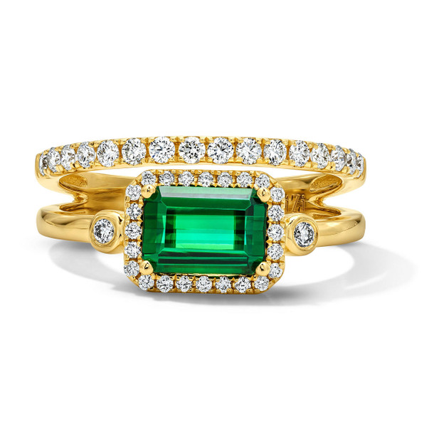 Green Tourmaline & Diamond Double Ring