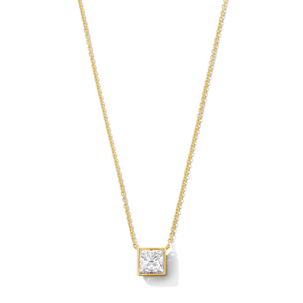 Princess Cut Lab Grown Diamond Bezel Necklace
