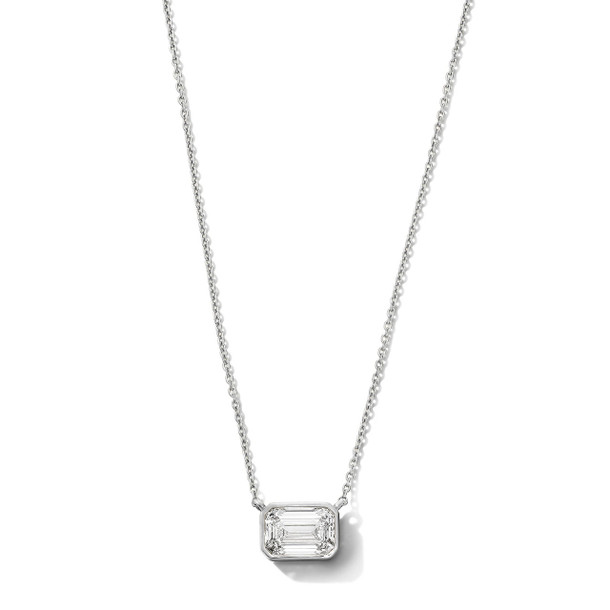 Emerald Cut Lab Grown Diamond Bezel Necklace