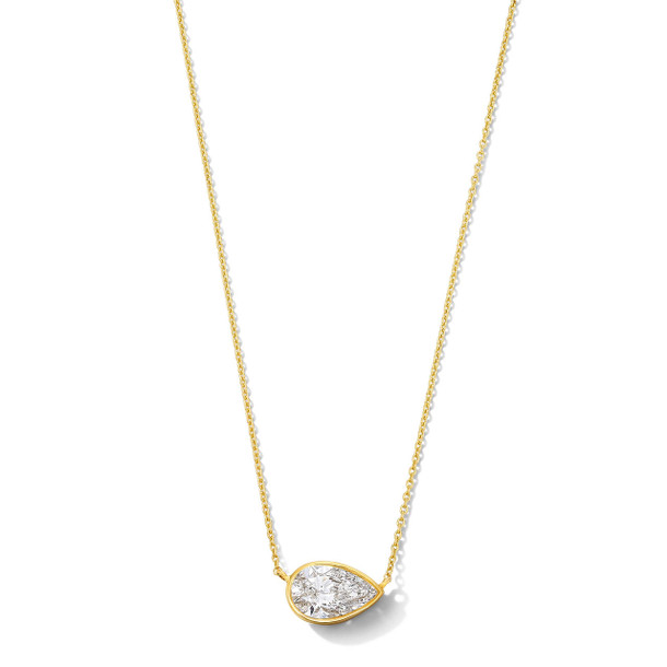 Pear Lab Grown Diamond Bezel Necklace