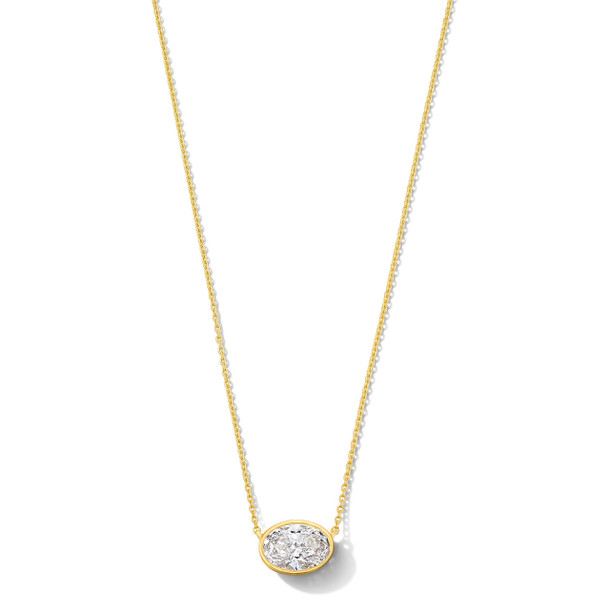 Oval Lab Grown Diamond Bezel Necklace