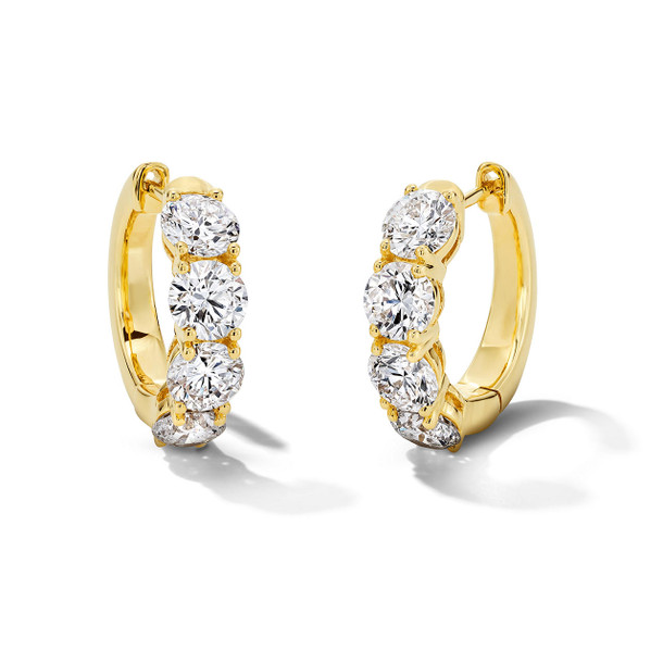 Round Lab Grown Diamond Four Stone Hoop Earrings