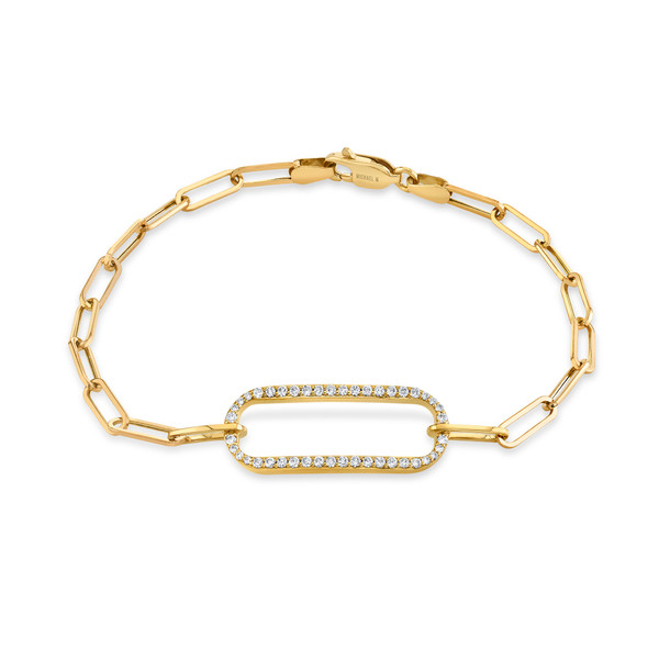 Michael M. Pave Diamond Link Paperclip Chain Bracelet