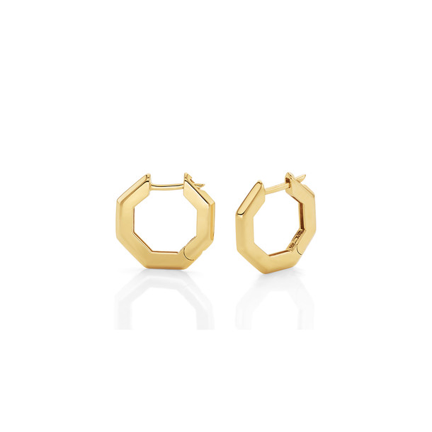 Michael M. Small Octagon Gold Hoop Earrings