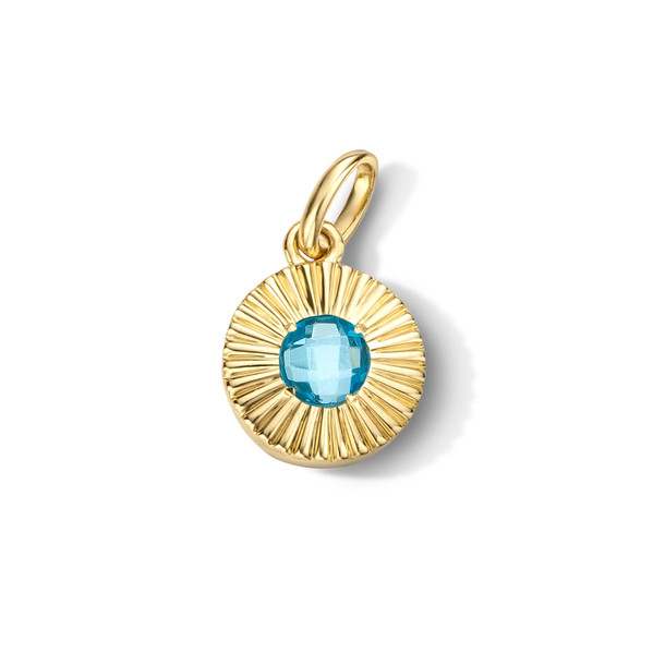 Blue Topaz Circle Sunburst Charm