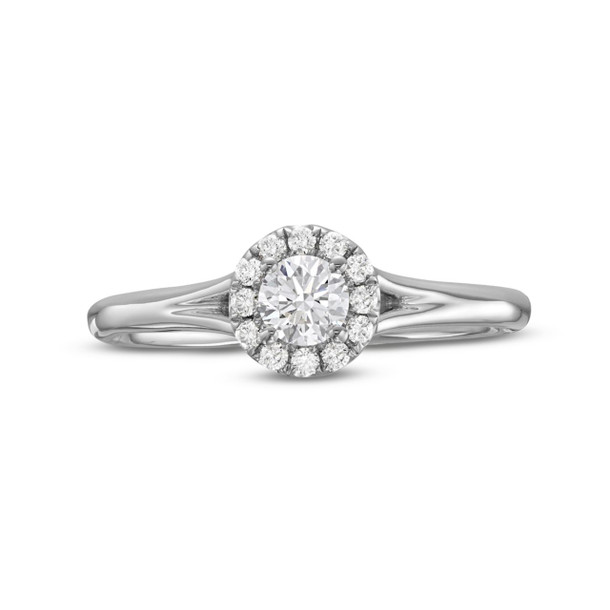 Round Diamond Halo Split Engagement Ring