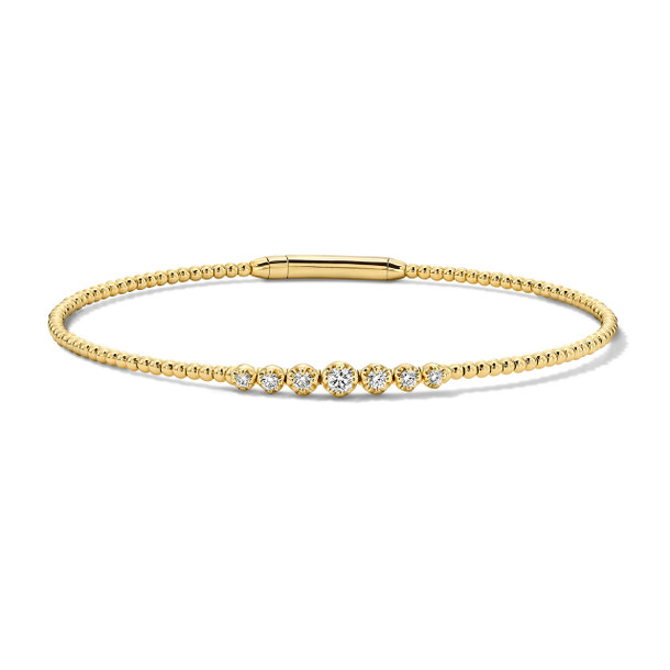 Graduated Diamond Beaded Flexible Bangle Bracelet