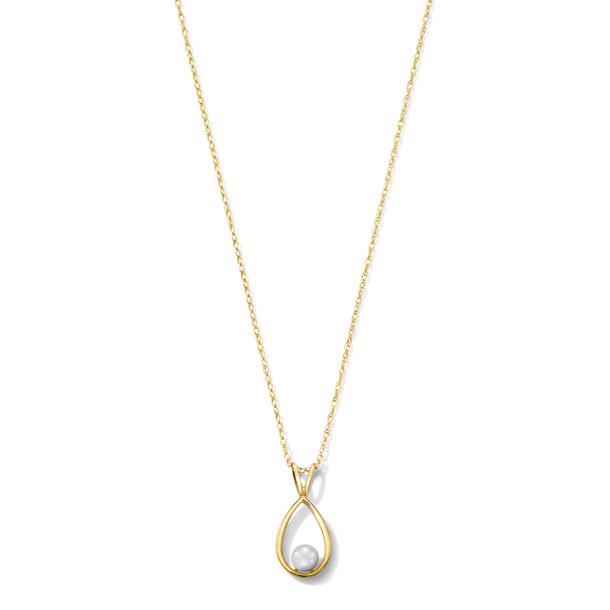Freshwater Pearl Gold Teardrop Pendant Necklace