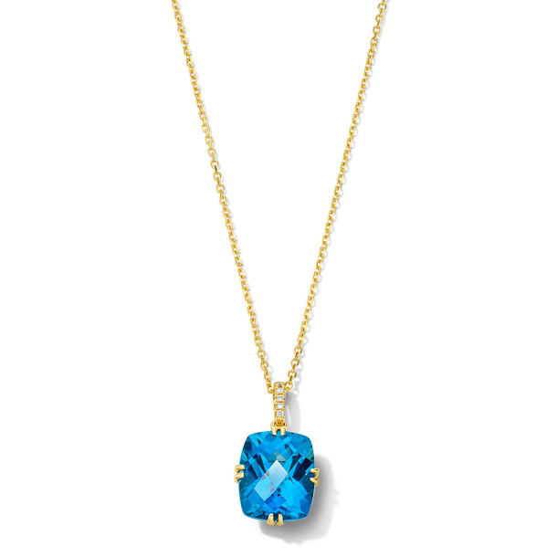 Cushion-Cut London Blue Topaz Pendant Necklace