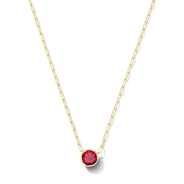 Red Garnet Bezel Paperclip Chain Necklace