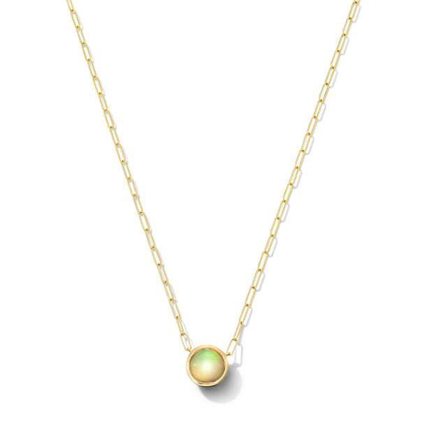 Opal Bezel Paperclip Chain Necklace