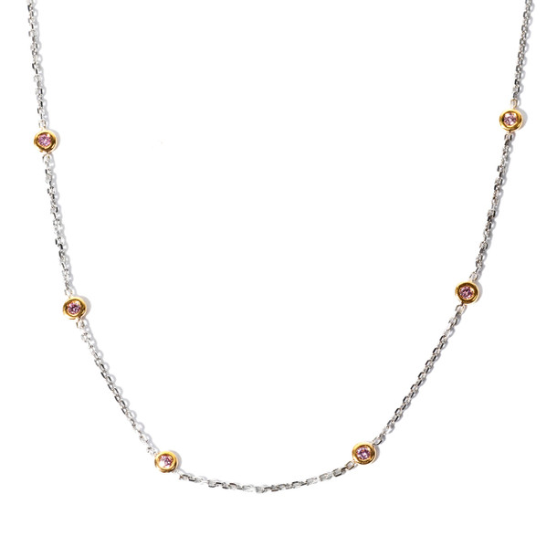 Pink Gemstone Bezel Station Necklace