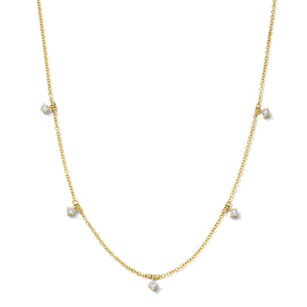 Four Prong Round Diamond Station Necklace