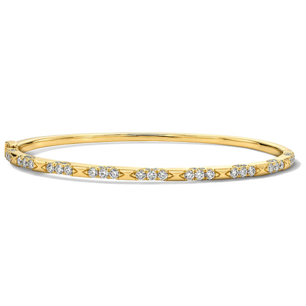 Three Diamond Station Gold Bangle Bracelet