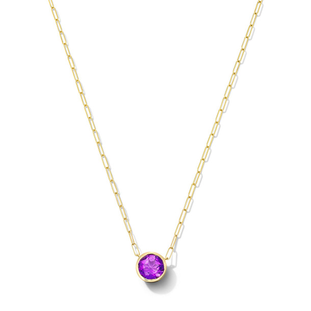 Amethyst Bezel Paperclip Chain Necklace