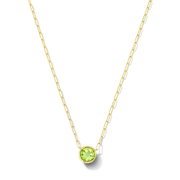 Peridot Bezel Paperclip Chain Necklace
